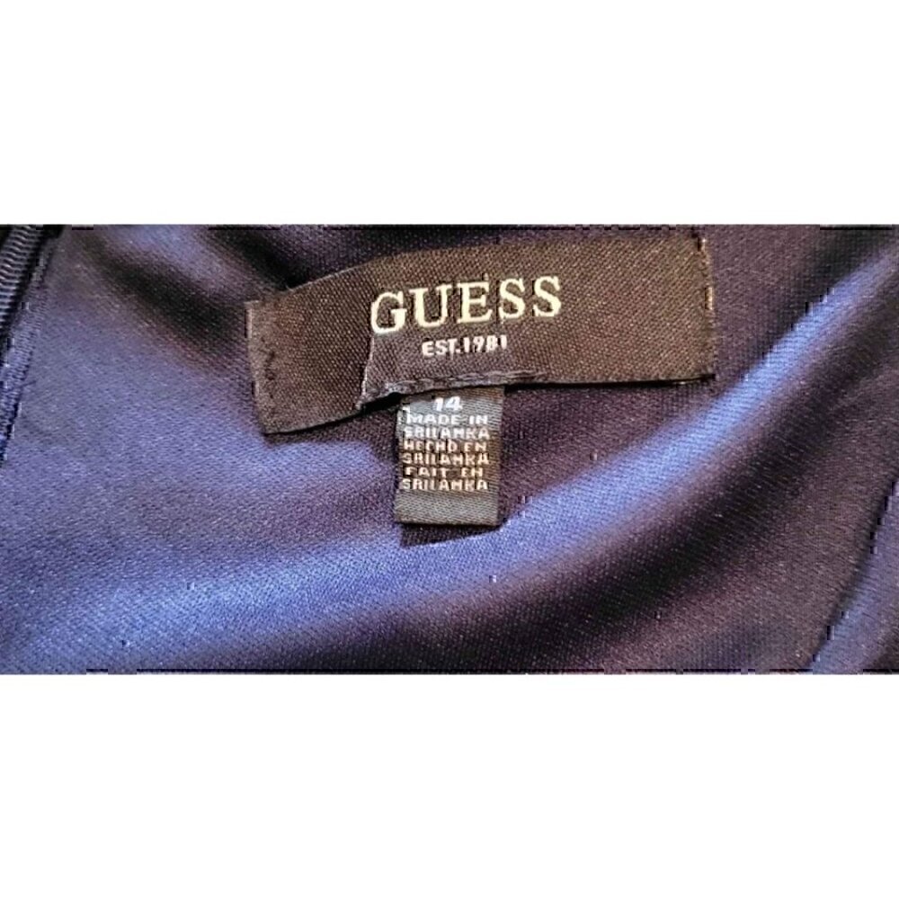 Guess Dress Women’s Floral Maxi Off Shoulder Navy Blue Empire Waist NEW Size 14 - Picture 4 of 4